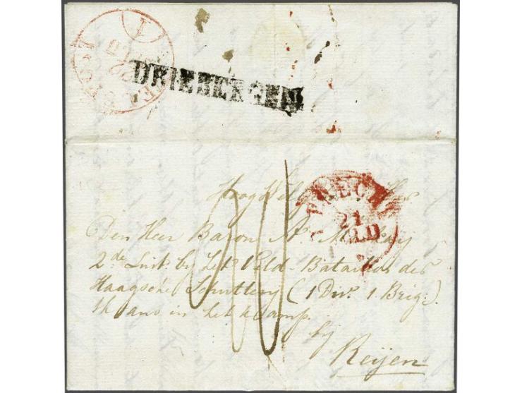 VELDPOST 1 22 JULIJ als aankomststempel op brief Sterkenburg 21 julij 1832 naar Kamp bij Reijen, via Driebergen (naamstempel 