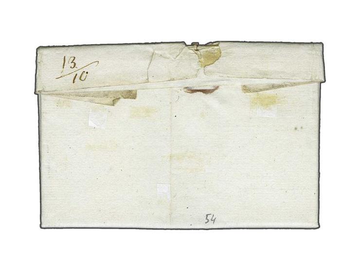 P.123.P. WINSCHOTEN in zwart, pracht afdruk op brief 16-10-1812 naar Amsterdam, pracht ex. Herkomst: collectie Dreikurs (1999