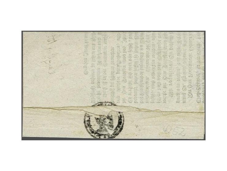 P.124.P. JEVER in rood, pracht afdruk op gedrukte circulaire 12-10-1812, fris pracht ex. 