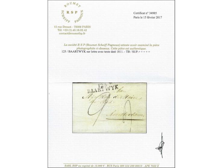 126 BAARTWYK in zwart, pracht afdruk op brief 20-4-1811 naar Amsterdam, 4 déc port, pracht ex. (plakkerrestje achterzijde) me