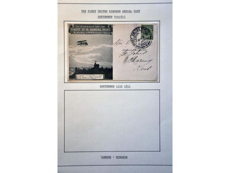 first official UK aerial post 1911,  collection 10 ex. (postcards and envelopes) in mixed quality including some interesting 