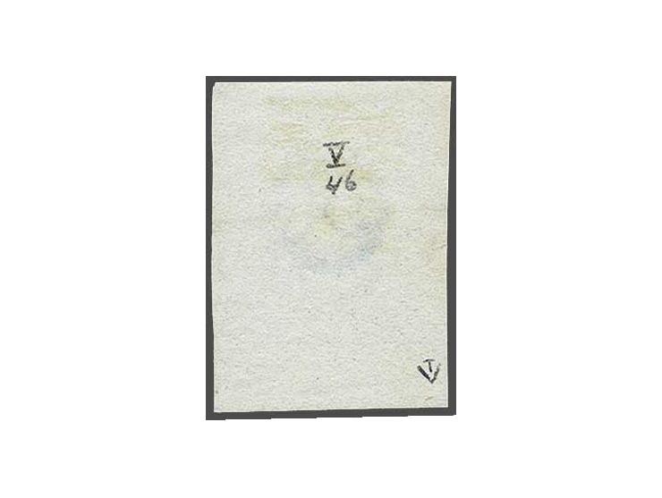 5 cent blauw plaat V pos. 46 met velrand en deel buurzegel, pracht ex. 