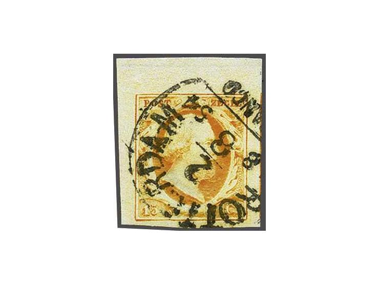15 cent donkeroranje pos. 26 met hoekvelrand, pracht ex.