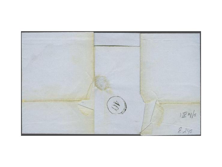 5 cent blauw plaat IV pos. 14-15 met velrand op briefomslag van Sneek 28-5-1861 naar Amsterdam, pracht ex.