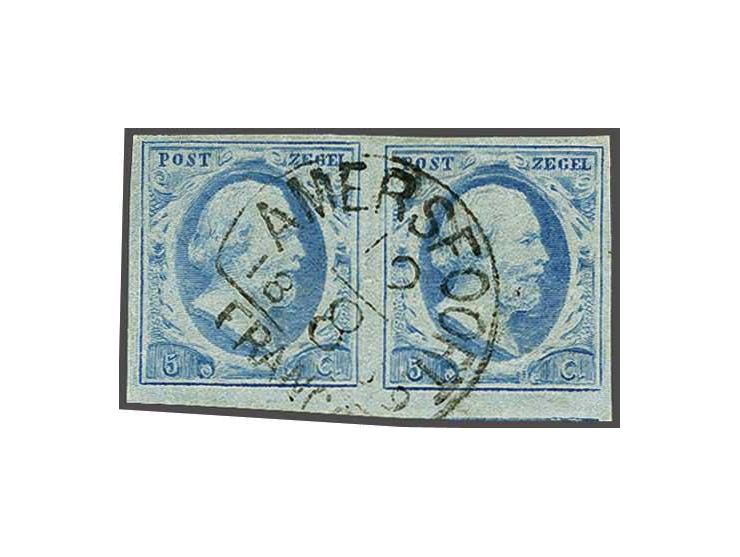 Amersfoort C (Ey 125) op 5 cent blauw plaat IV in paar, pracht ex.