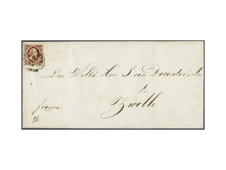 Beverwyk C (Ey 700) op 10 cent rood plaat III pos. 35 op vouwbrief uit Zaandijk (langstempel achterzijde) 8-12-1855 naar Zwol