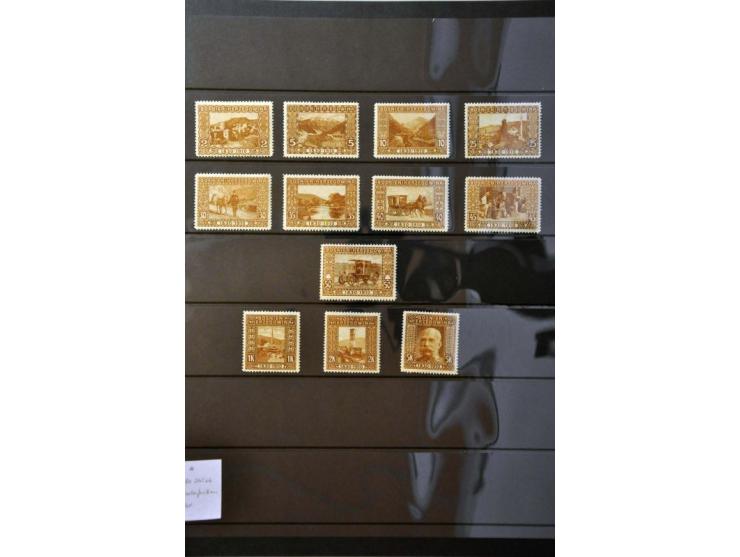 Landscapes 1910, collection of 80 perforated colourproofs in green, orange, violet, carmin, blue and brown, very fine, cat.v.
