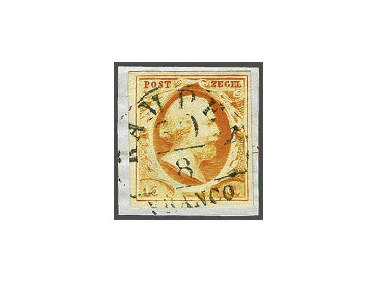 Kampen A (Ey 300) op 15 cent donkeroranje op fragment, pracht ex.