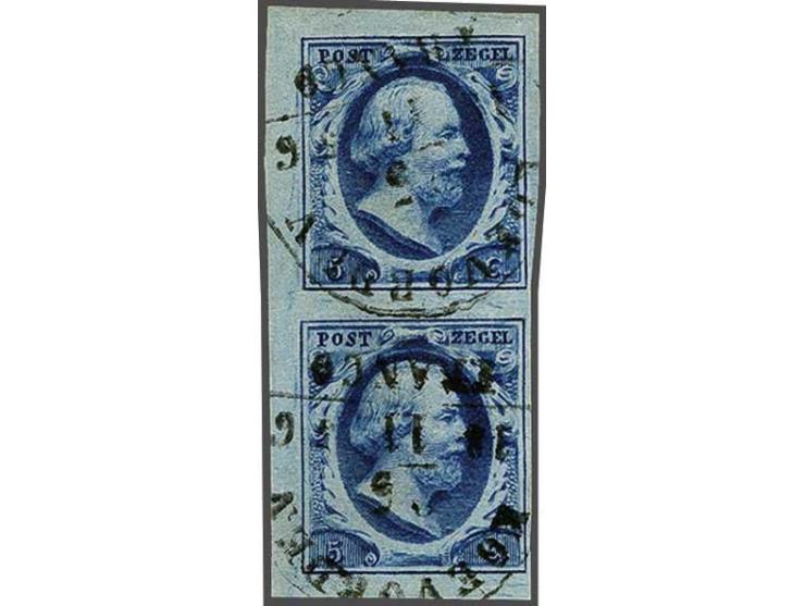 Koevorden B (Ey 125) op 5 cent donkerblauw plaat III in verticaal paar met velrand, pracht ex.