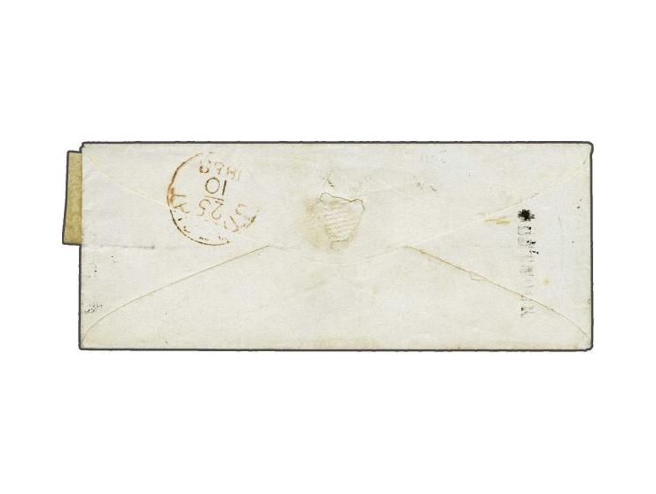 Oudewater B (Ey 125) op 5 cent blauw plaat III pos. 76 met hoekvelrand op envelop van Montfoort (langstempel achterzijde) 25-