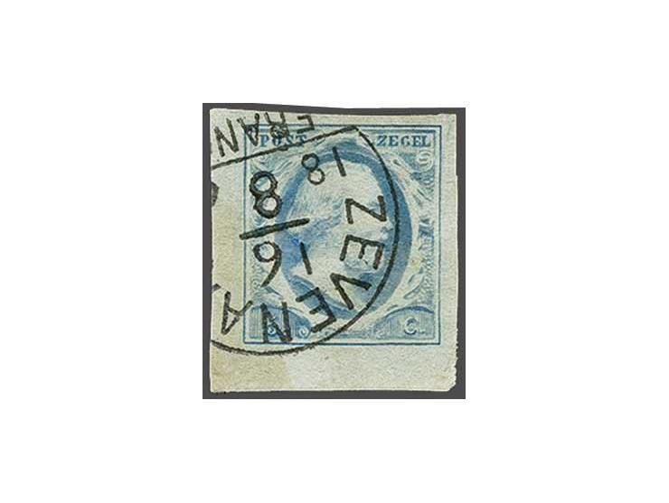 Zevenaar C (Ey 500) op 5 cent blauw plaat IV pos. 46 met hoekvelrand, pracht ex. Herkomst: collectie De Leeuw (1998)