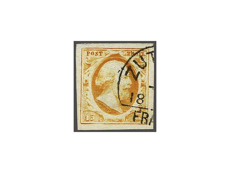 Zutphen C (Ey 900) deels op 15 cent donkeroranje, pracht ex. Complete of vrijwel complete afstempelingen van dit stempel op e