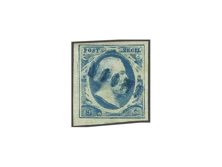 Rhoon in blauw (Ey R) op 5 cent blauw plaat V, pracht ex.