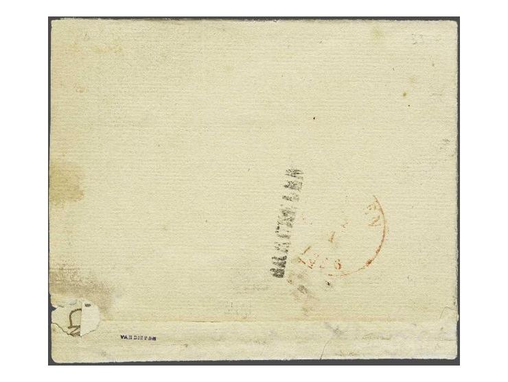 Gebroken cirkelstempel Loenen (Ey 250) op 5 cent donkerblauw plaat III op dichtgeplakte vouwbrief uit Breukelen 24-1-1856, pr