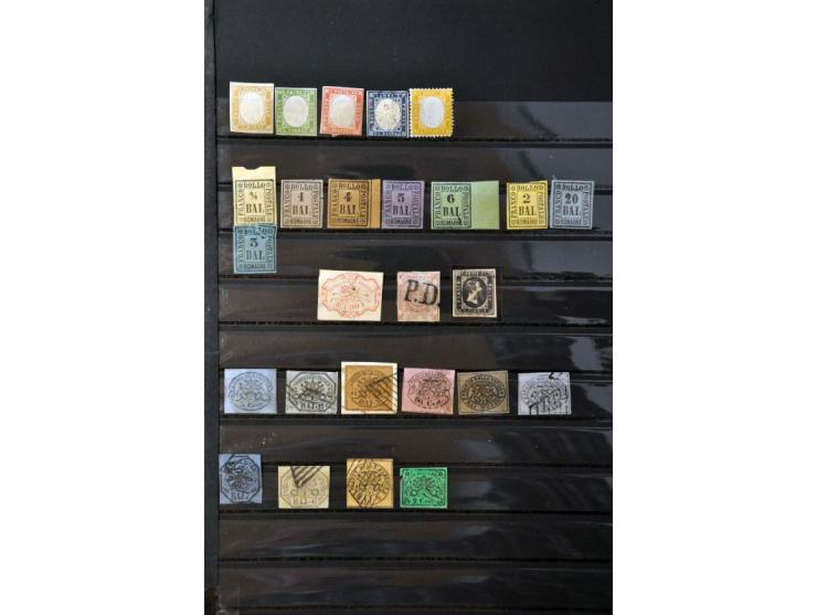 , Italian states, Vatican and Colonies used and */** including better items some other countries added a.o. Monaco 1933 20 Fr