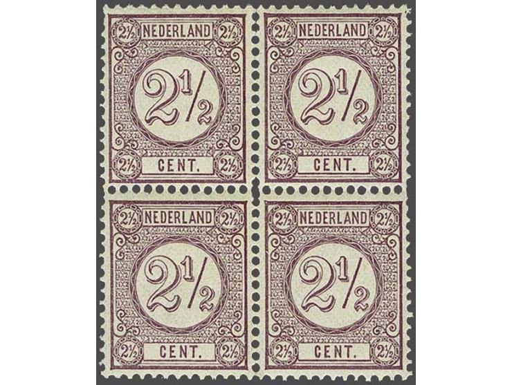 2½ cent violet in blok van 4, tanding zie foto, cat.w. 600+