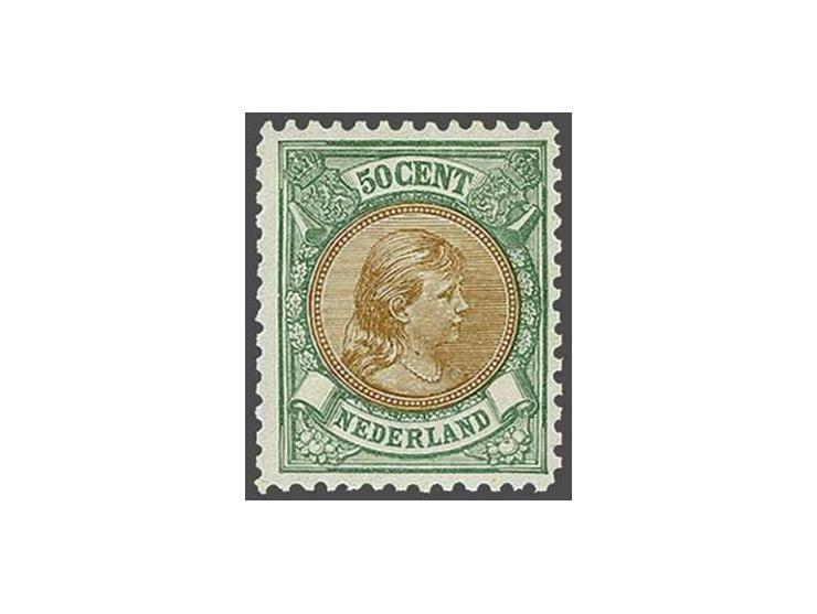 50 cent groen en bruin 11½ x 11 met certificaat NKD 2014, cat.w. 900 
