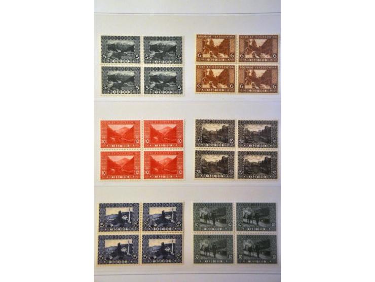 Landscapes 1910, 1 heller - 5 kronen in blocks of 4, very fine unmounted mint, cat.v. 950