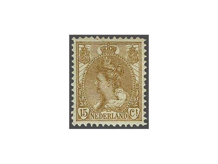 15 cent bruin vrijwel pracht ex. (origineel zwart puntje in gom) met certificaten Muis 2000 en Vleeming 2018, cat.w. 725 