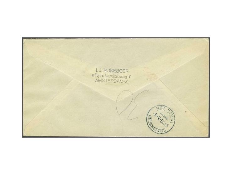 Fdc E1 zomerzegels aangetekend naar Finland, fraai ex. (voorzijde rechtsonder schaafplekje en bovenzijde geopend), cat.w. 160