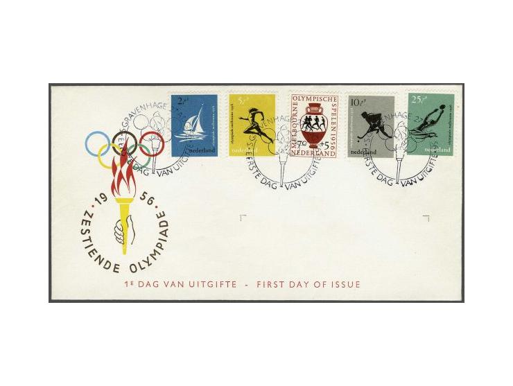 fdc E26 Olympiade, onbeschreven pracht ex. met open klep en attest Vleeming 2014, cat.w. 225