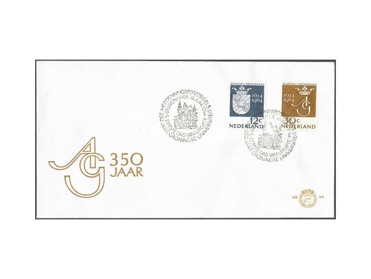 fdc E64f Universiteit Groningen 12 en 30 cent onbeschreven pracht ex. met weggevallen blauw, cat.w. 70+  