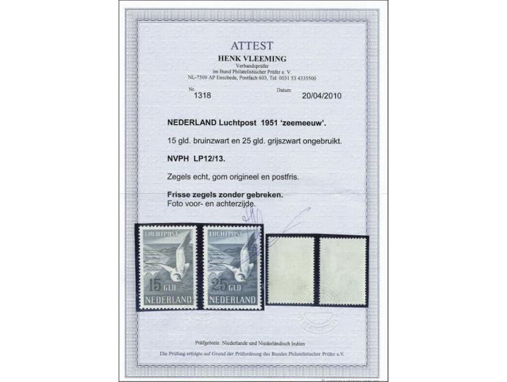 Meeuwen 15 en 25 gulden met certificaat Vleeming 2010, cat.w. 600 