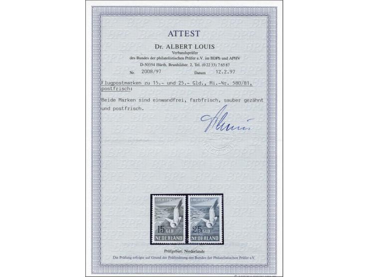 Meeuwen 15 en 25 gulden met certificaat Dr. Louis 1997, cat.w. 600 