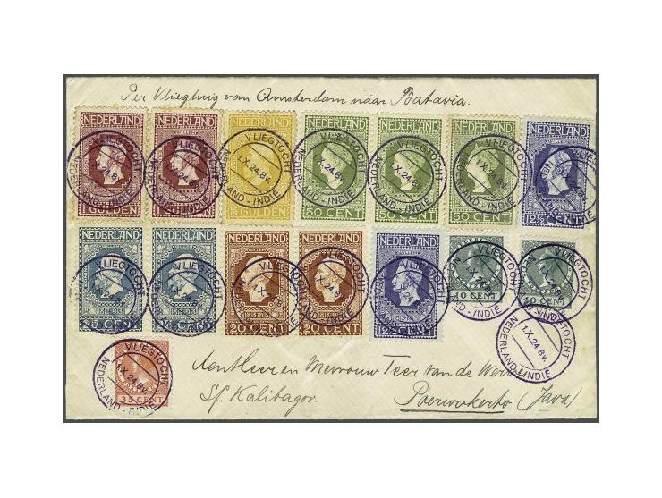 Van der Hoopvlucht, BS zonder ster 1.X.24, envelop met bonte frankering Jubileum 1913 (12½ cent t/m 5 gulden (exclusief 2½ gu