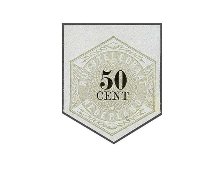Ongetande kleurproef 50 cent grijs en zwart, pracht ex.