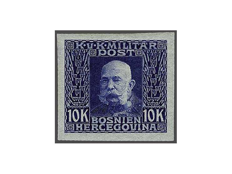 Franz Joseph I 1 heller - 10 kronen complete set with variety imperforated, very fine mounted mint, cat.v. 600