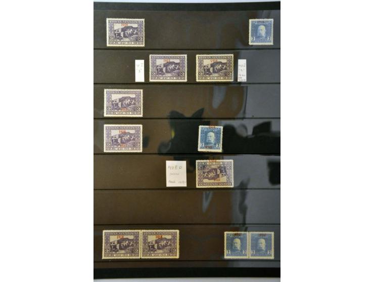 specialised collection overprints including a.o. 7 Heller 1915 perforated 9½ (Ferchenbauer certificate, cto cancel), inverted