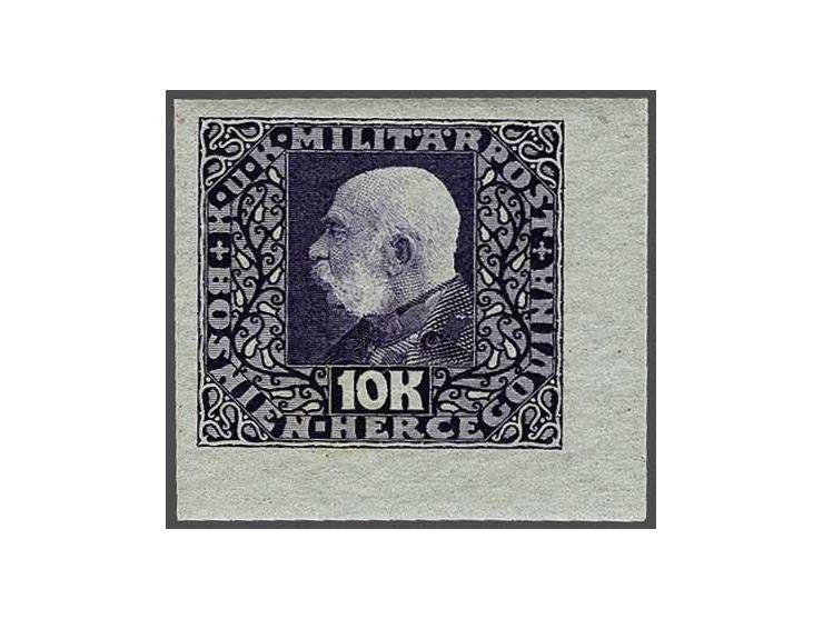 Franz Joseph I 2 heller - 10 kronen, complete set with variety imperforated in the chosen colours and 2 complet sets (one per