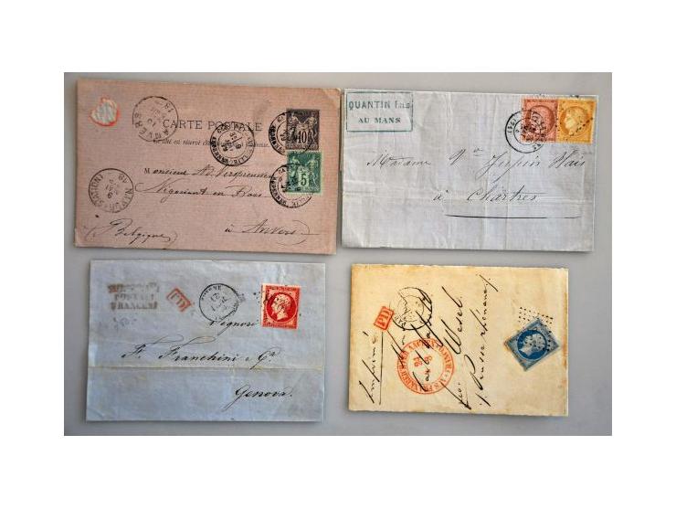 collection of over 60 19th century franked covers including foreign destinations (a.o. Mexico), frankings, cancellations (a.o
