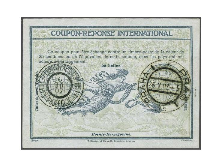 collection of 8 reply coupons, all used with arrival cancels, number 1 (3 different types incuding 26.10.1907 first month of 