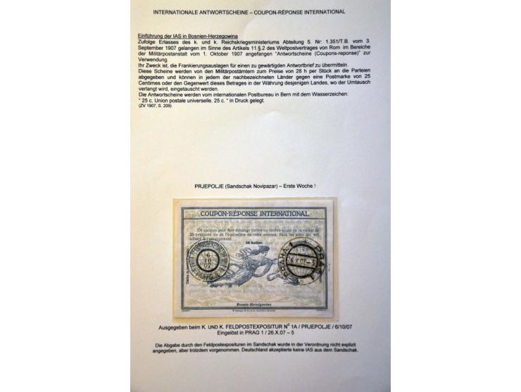 collection of 8 reply coupons, all used with arrival cancels, number 1 (3 different types incuding 26.10.1907 first month of 