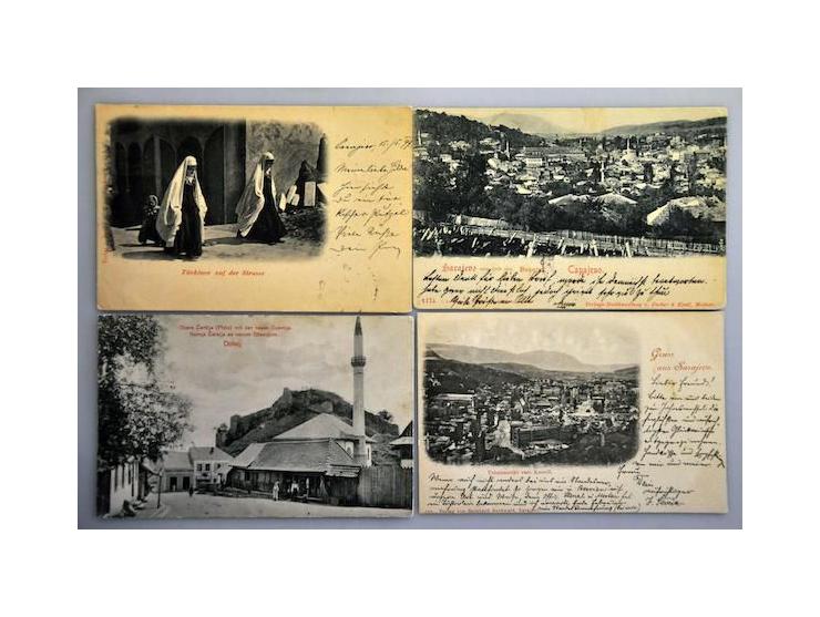 collection of over 200 (un)used picture postcards (including better cancellations) in album