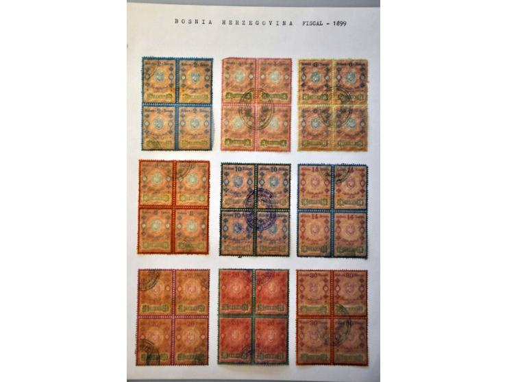 collection of about 275 fiscals 1879-1916, all used with better items, blocks of 4, some documentation etc.