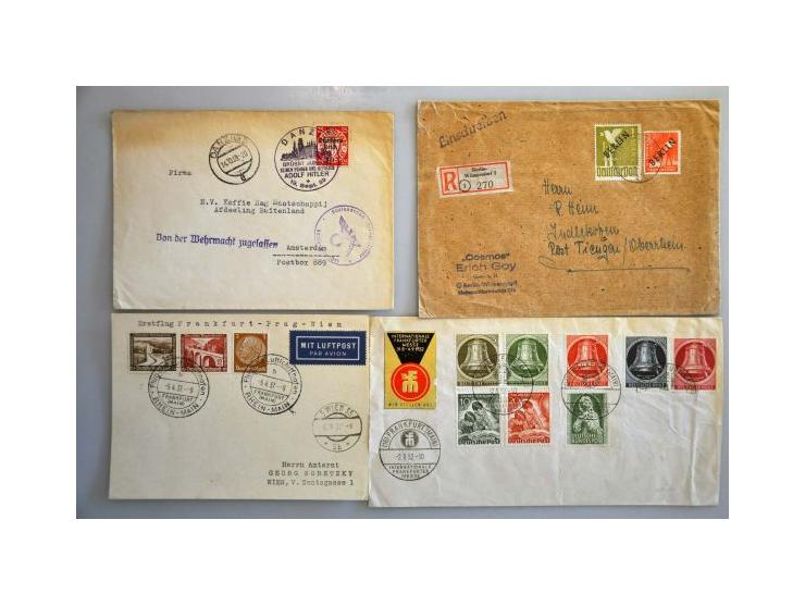 about 160 covers/postal stationery with better material including frankings, Airmail, Boxer Uprising (2 items) etc. in shoe b