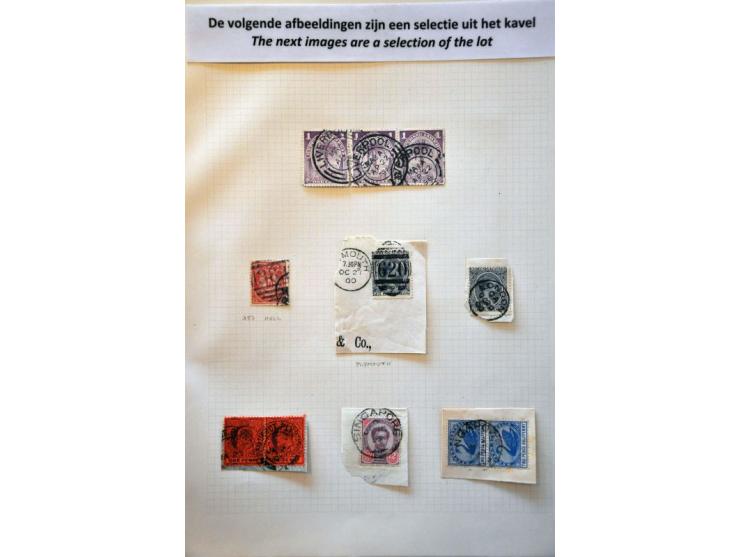 used, */** mostly older material with better ex. incl. duplicates on large number of stockcards in small box and on album lea