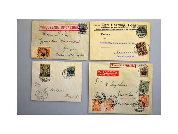 Warszawa local issue 1916, specialised collection with full sheets of 40 with 2 gr and 6 gr with stars overprint (including s
