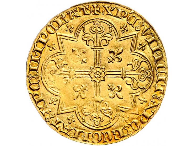 Provinciaal Jeanne en Wenceslas (1355-1383), Dubbele Gouden Lam z.j., geslagen te Volvoorde - VZ Lam Gods naar links, de kop 