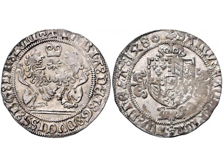 Provinciaal Dubbele stuiver of dubbel vuurijzer 1480 Antwerpen AG 3,01gr Levinson II/45 W. 517 ZF