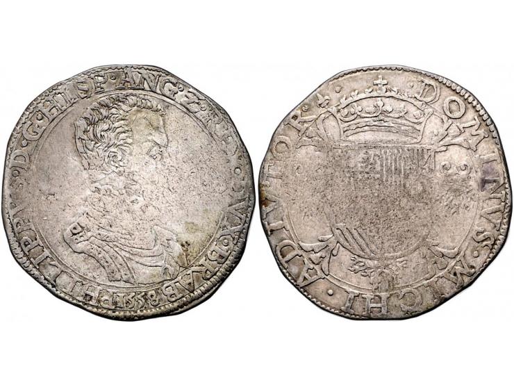 Provinciaal Philipsdaalder 1558 1e periode met titel van Engeland, mt. Lelie AG 32,80gr RR W. 711v F+