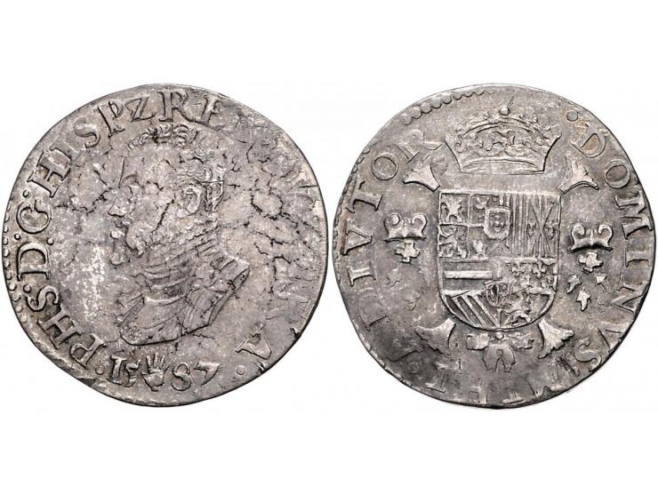 Provinciaal ½ Philipsdaalder 1587 Antwerpen zonder binnencirkel AG 15,60gr W. 834v F-ZF