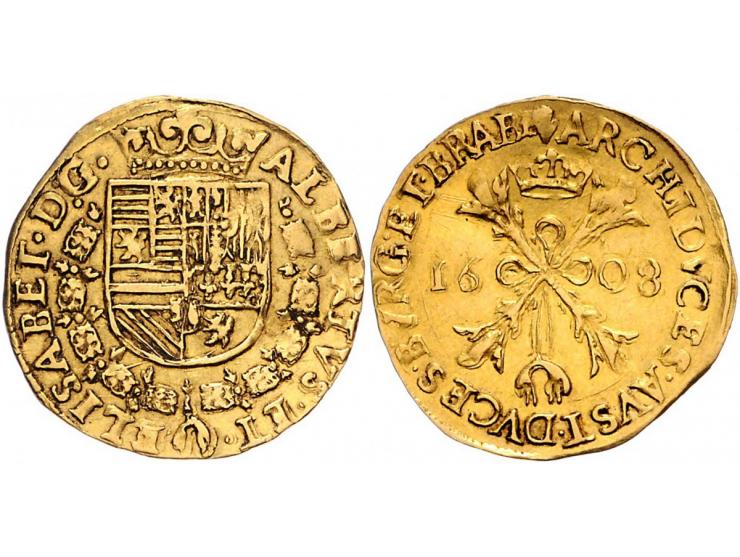 Provinciaal Dubbele Albertijn 1608 Antwerpen AU 5,11gr W. 892 ZF+