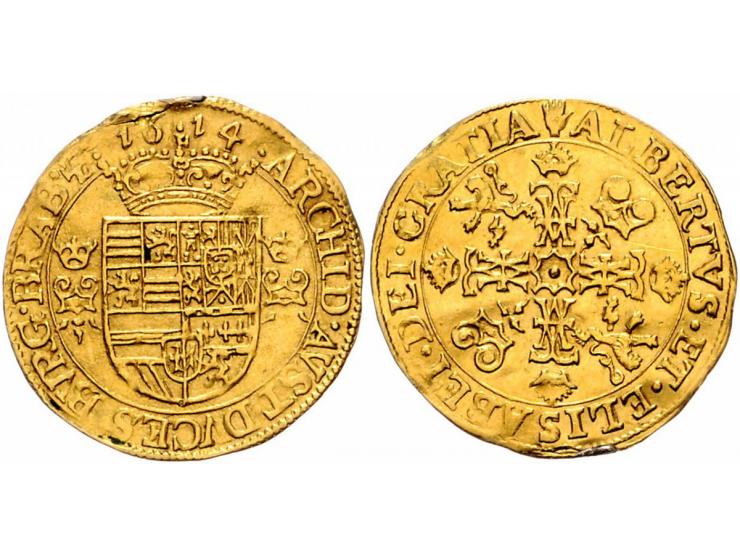 Provinciaal Gouden Kroon Antwerpen 1614 AU 3,37gr W. 898 R bijna PR