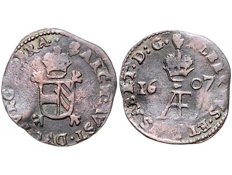 Provinciaal Denier of sesken 1607 Antwerpen AE 1,23gr W. 936 ZF-