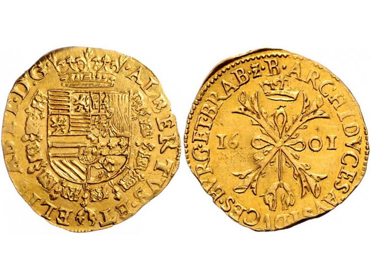 Provinciaal Dubbele Albertijn 1601 Brussel AU 5,07gr R W. 937 PR