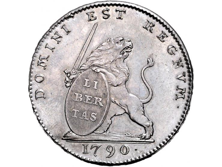 Provinciaal 3 Gulden Brussel 1790 punt achter 1790 in het midden van de 0, Stempels gesneden door Th. van Berckel, AG W. 1156